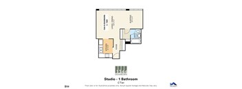 a floor plan of studio 1 bathroom  studio apartments in gold coast