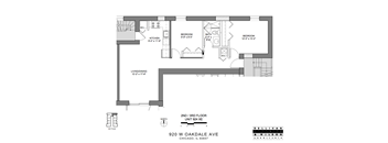 a floor plan of a house with a bedroom and a living room