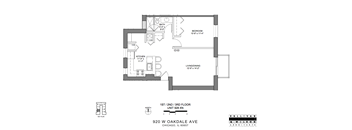 a floor plan of a 1 bedroom floor plan for an apartment