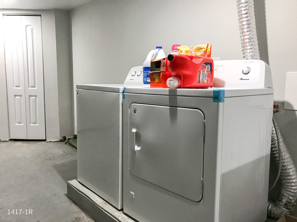 a washer and dryer in a laundry room