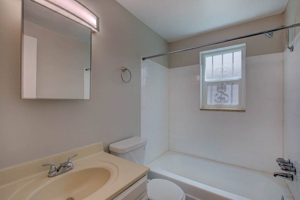 a bathroom with a sink and a toilet and a tub