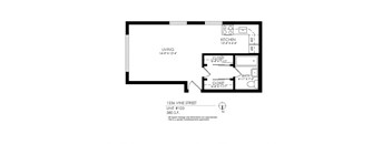 A drawing of a floor plan for an apartment at 1536 Vine Street.