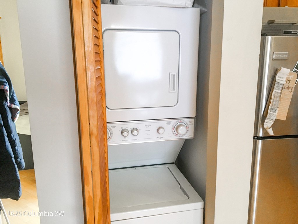 the washer and dryer in the laundry closet
