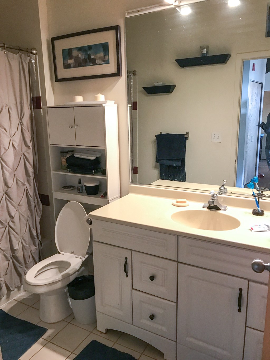a bathroom with a sink toilet and a shower
