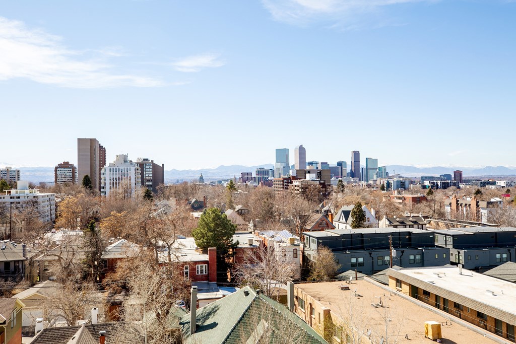 a view of the city from a roof top