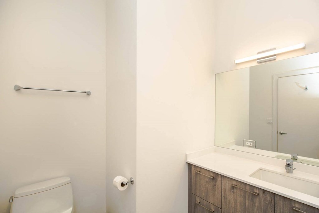 a bathroom with a toilet and a sink and a mirror