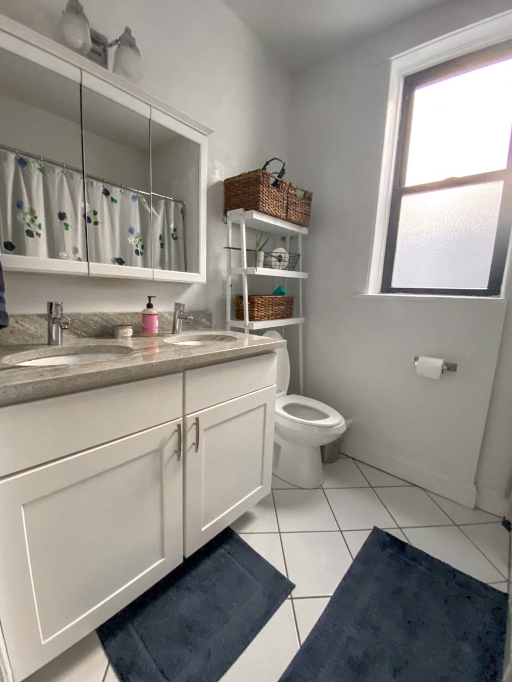 a bathroom with a sink and a toilet and a window