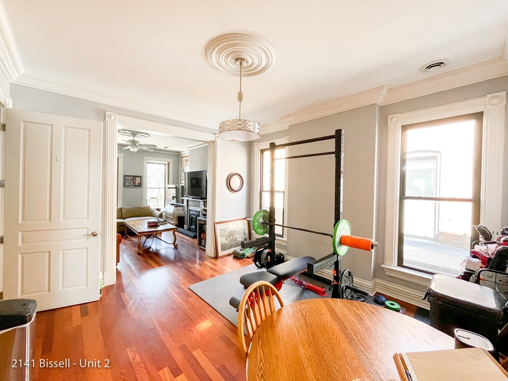 a view of the living room from the dining room