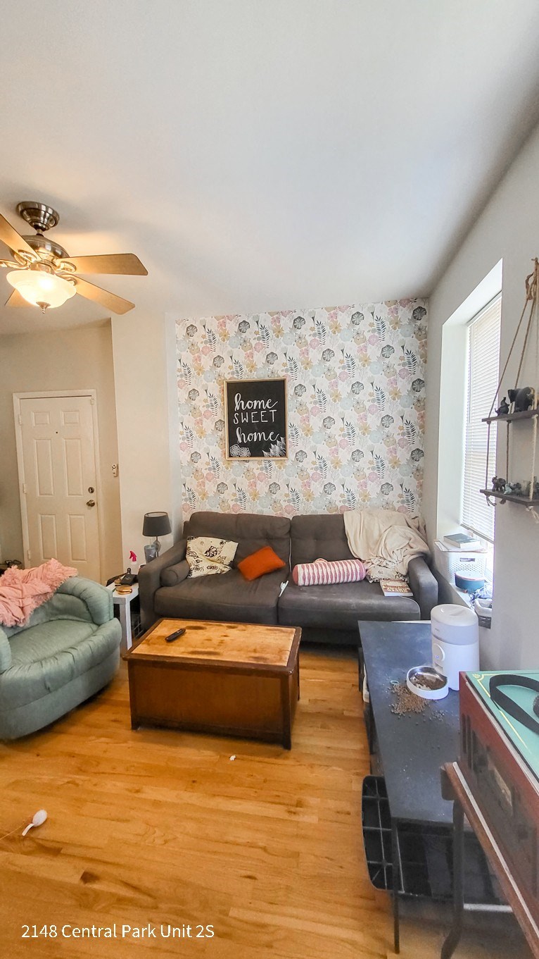 a living room with a couch and a coffee table