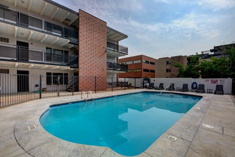 our apartments have a large pool in front of our building