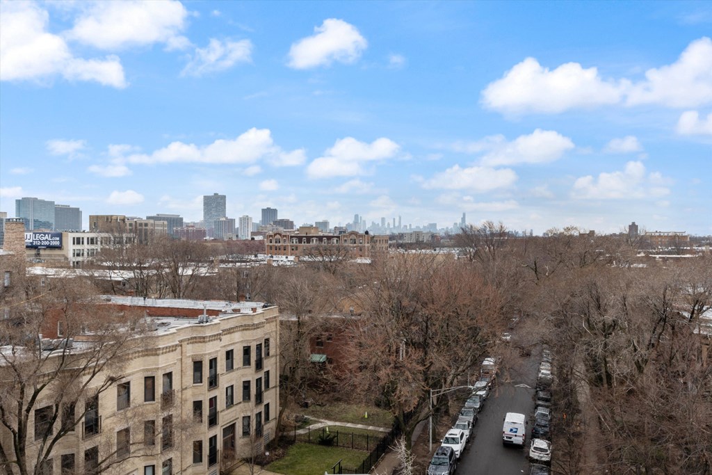 a view of the philadelphia skyline from the top of a building