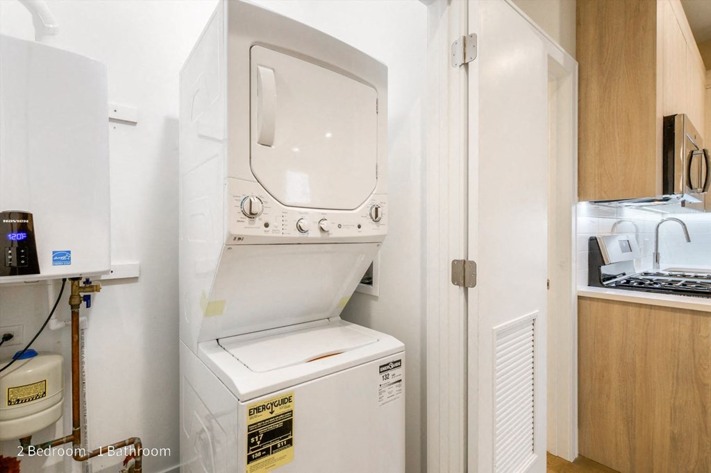 a washer and dryer in a kitchen