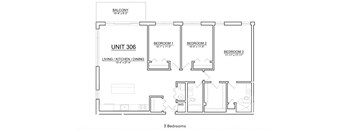 a floor plan of a house with a bedroom and a living room