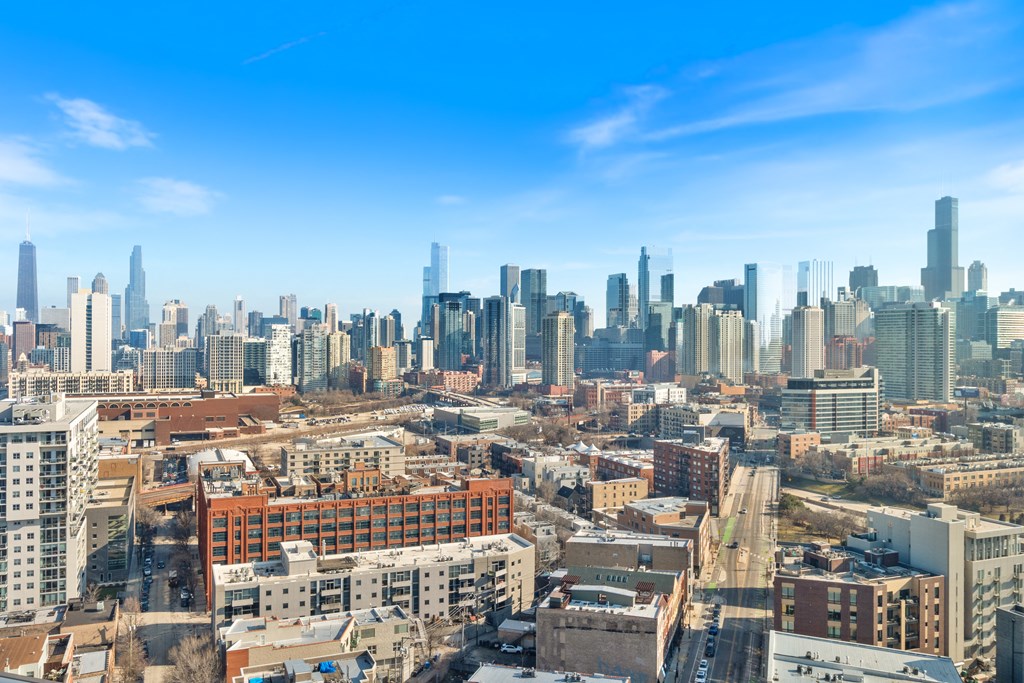 a view of the city from a skyscraper