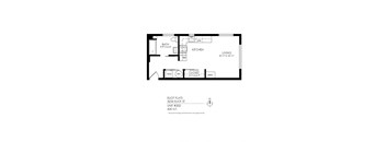 a floor plan of a small house with a bedroom and a living room