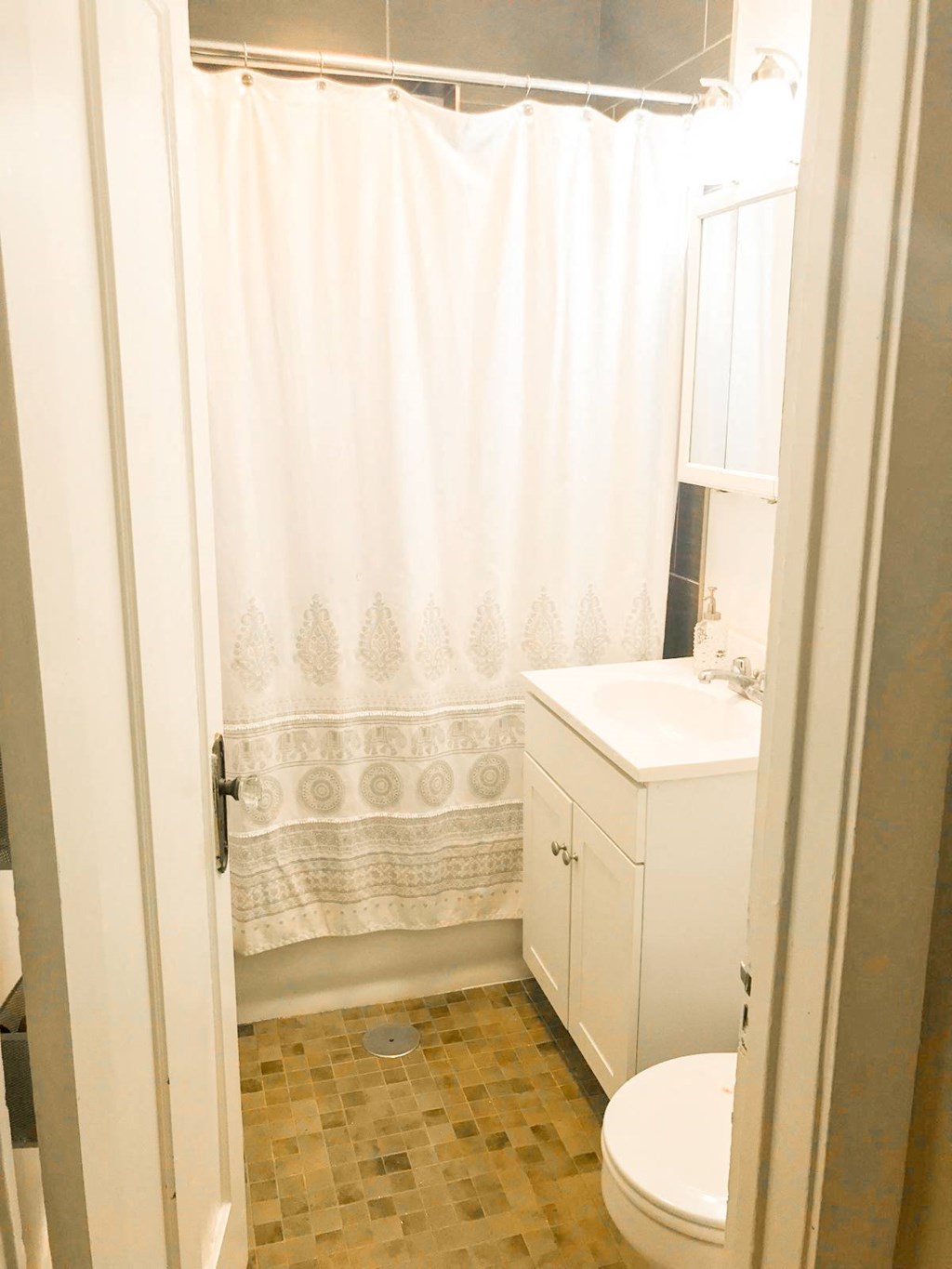 a bathroom with a toilet and a sink and a shower