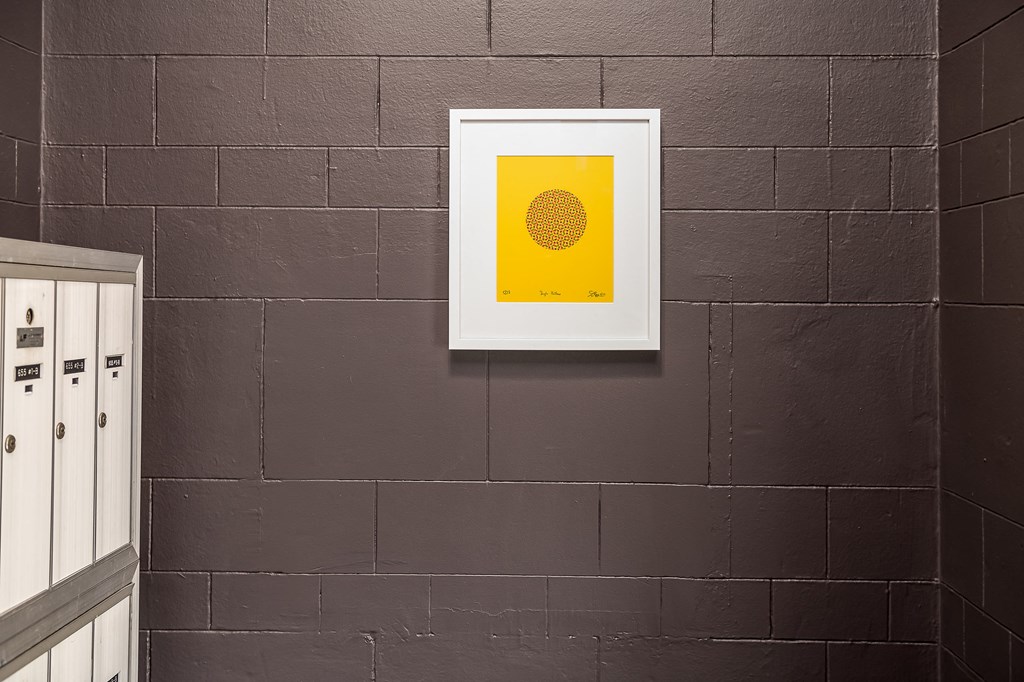 a picture of a ball on a wall