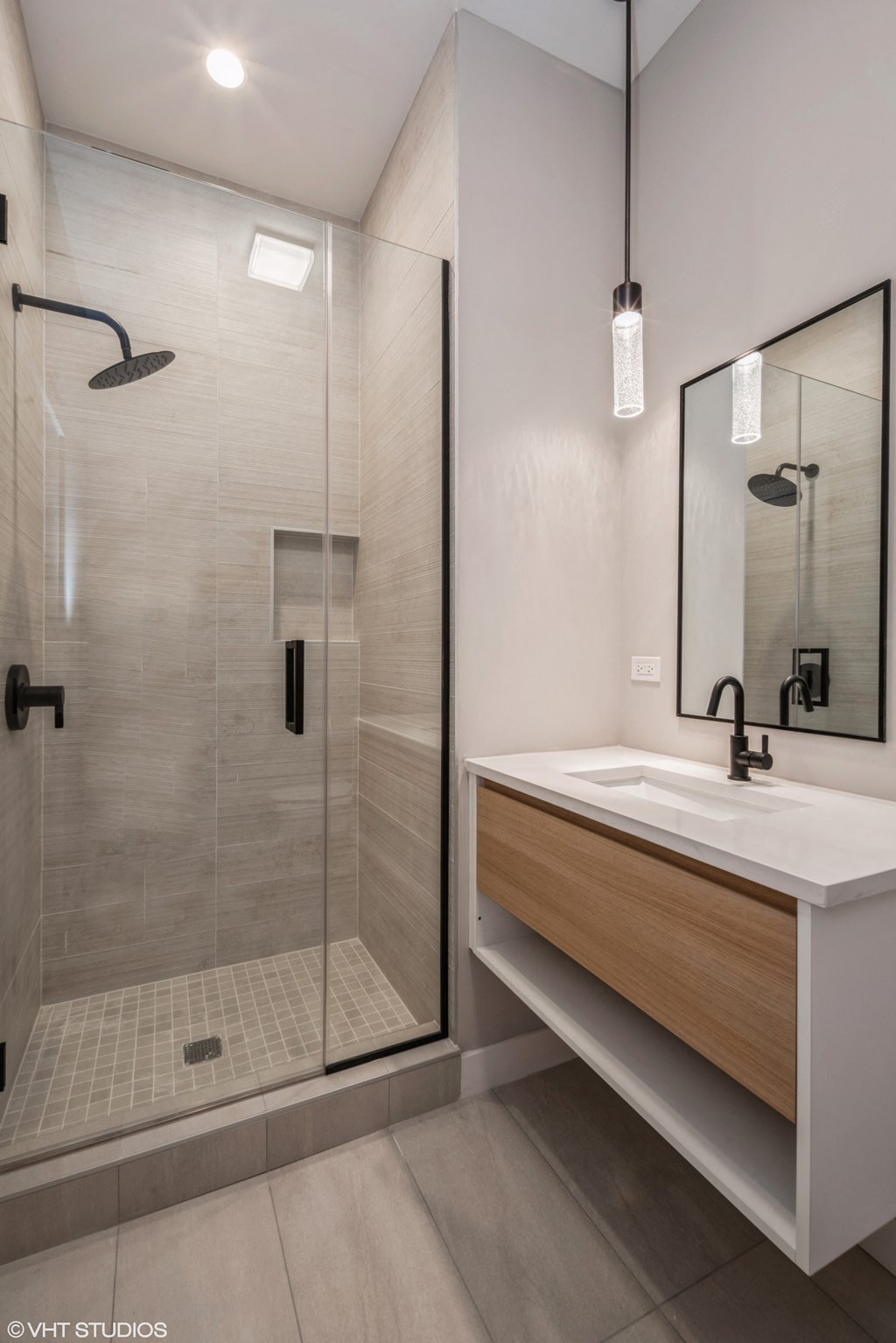 large standing tile shower bathroom