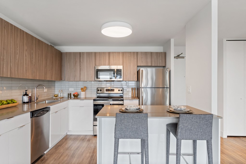 kitchen with island and stainless steel appliances