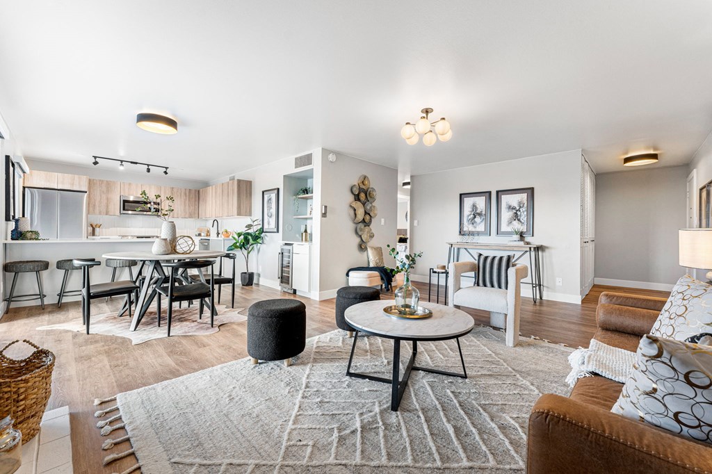 a living room with a couch and a table