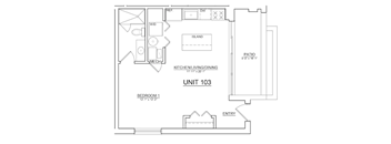 a floor plan of a small house with a bedroom and a living room