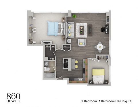 the floor plan 2 bedroom 930 sq ft