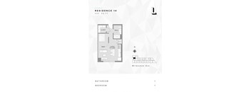 Junior 1-bed, 1-bath floor plan at L Logan Square Apartments, featuring a smart and efficient layout for comfortable living.