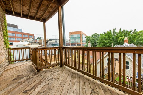 the deck has a view of the city