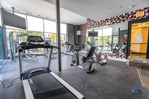 the gym at the condo is pictured