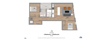 a floor plan of 2 bedroom 2 bathroom