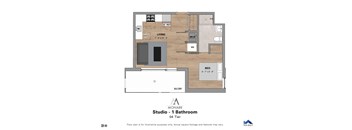 a floor plan of studio  1 bathroom