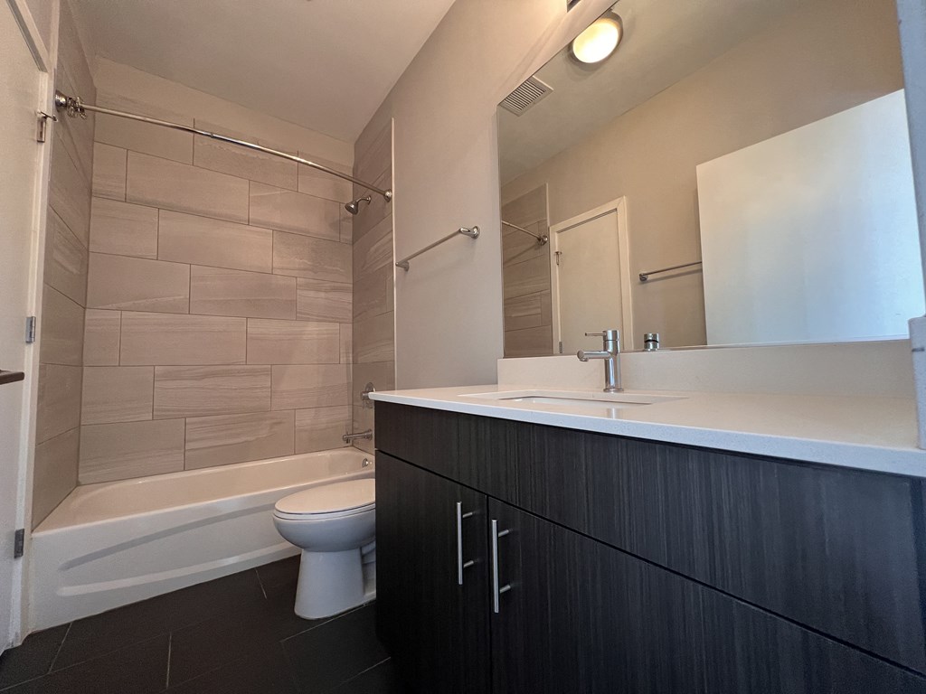 a bathroom with a sink and a toilet and a shower