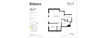 A floor plan for a 1 bedroom, 1 bathroom apartment sized at 745 square feet.