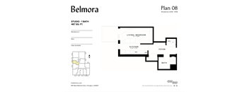 A floor plan for a studio apartment sized 1 bath 487 sq.ft.