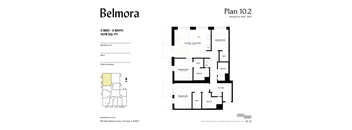 A floor plan for Belmora apartments shows three bedrooms and three bathrooms.