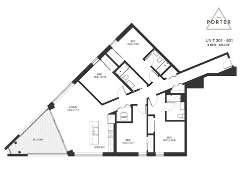 floor plan of 55 north luxury apartments to rent in the north end of boston