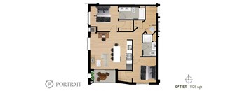 a floor plan of a house with a bedroom and a living room