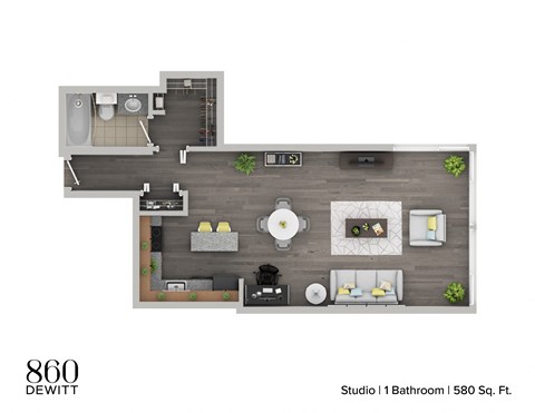 a 1 bedroom floor plan  studio 1  950 sq ft