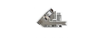 a floor plan of a small apartment with a bedroom and a living room