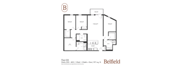 A black and white image of a floor plan for a property in Belfield.