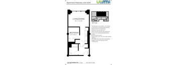 a floor plan of a small house with a bed room and a bathroom
