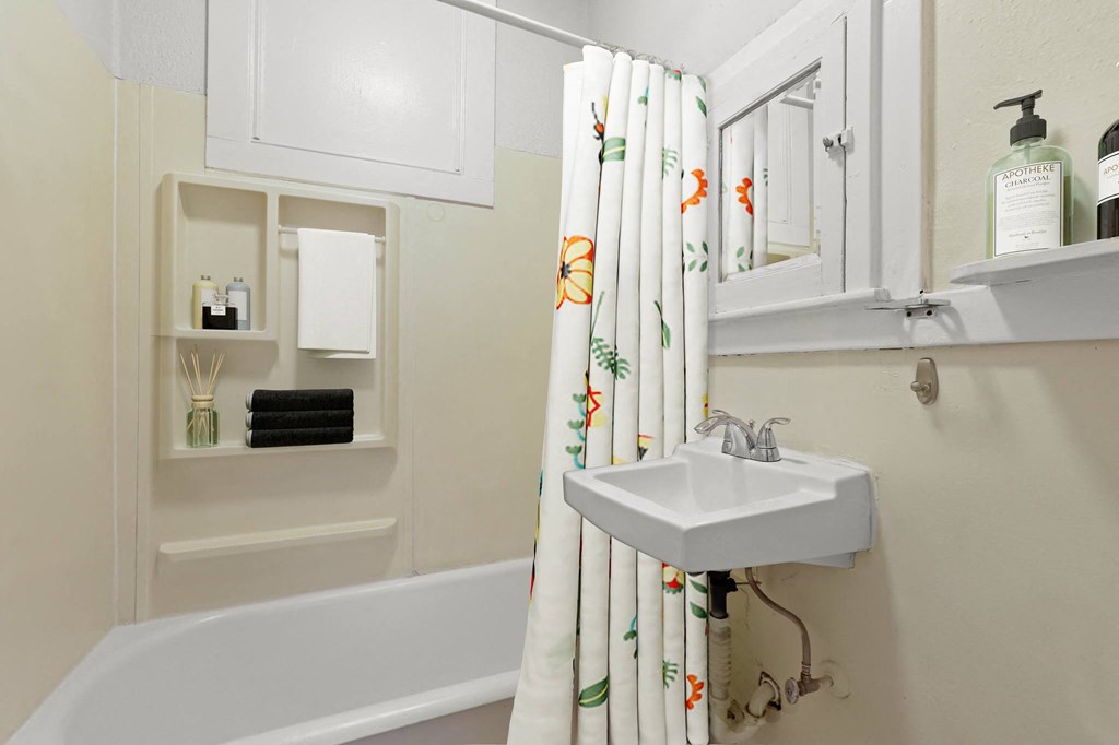 a bathroom with a sink and a bathtub