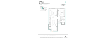 the floor plan of xo one bedroom one bath
