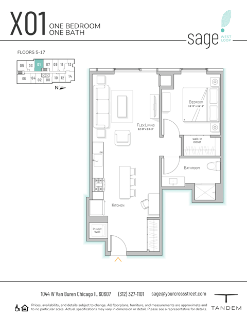 the floor plan of xo one bedroom one bath