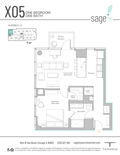 the floor plan of xo 15 one bedroom one bath