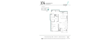 the floor plan of x14 sage one bedroom one bath