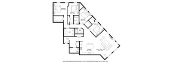 A black and white floor plan of a house with labeled rooms.