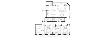 A black and white floor plan of a house with labeled rooms.