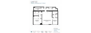 a floor plan for a unit with a bedroom and a bathroom