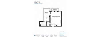 a floor plan of a unit with a bedroom and a bathroom